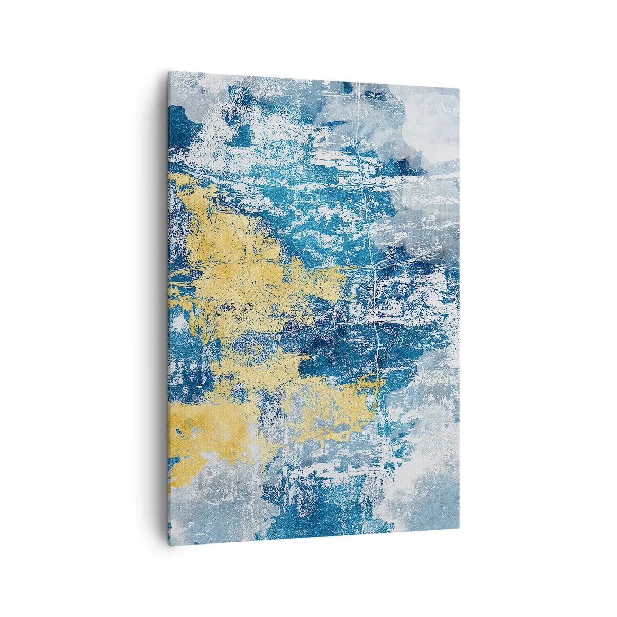 Impression sur toile - Image sur toile - Abstraction dans les tons de bleu et de jaune - 70x100cm - Abstraction du temps - Décoration murale moderne pour le salon et la chambre ARTTOR