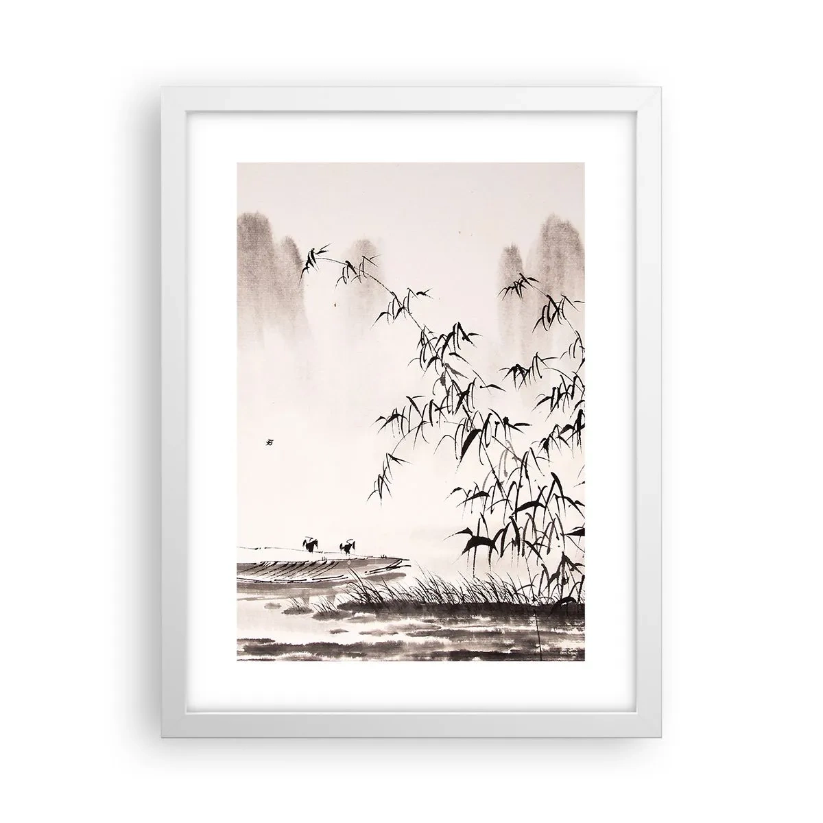 Affiche dans un cadre blanc - Poster - Le silence des rizières - 30x40 cm