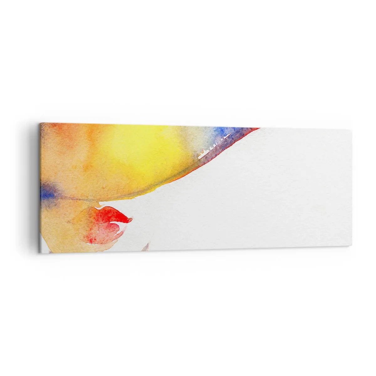 Impression sur toile - Image sur toile - Une aquarelle minimaliste du profil d'une femme avec un chapeau coloré. - 140x50cm - Portrait d'une dame - Décoration murale moderne pour le salon et la chambre ARTTOR