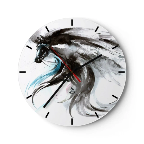 Horloge murale - Pendule murale - Galop du prince noir - 40x40 cm