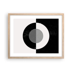 Affiche dans un chêne clair - Poster - Harmonie de noir et blanc - 50x40 cm