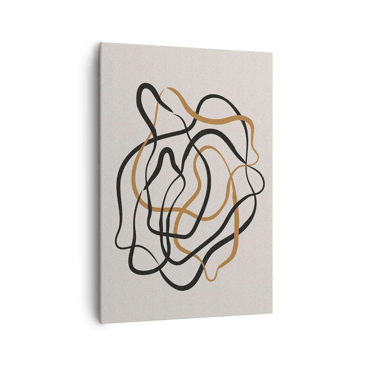 Impression sur toile - Image sur toile - Lignes emmêlées en noir et or sur fond clair - 70x100cm - Tout s'est mal déroulé - Décoration murale moderne pour le salon et la chambre ARTTOR