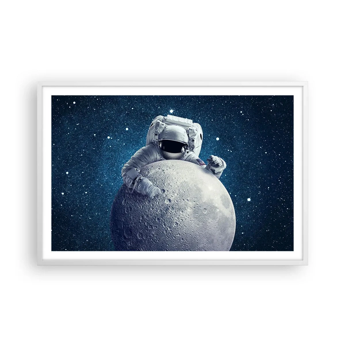 Affiche dans un cadre blanc - Poster - Comique de l'espace - 91x61 cm