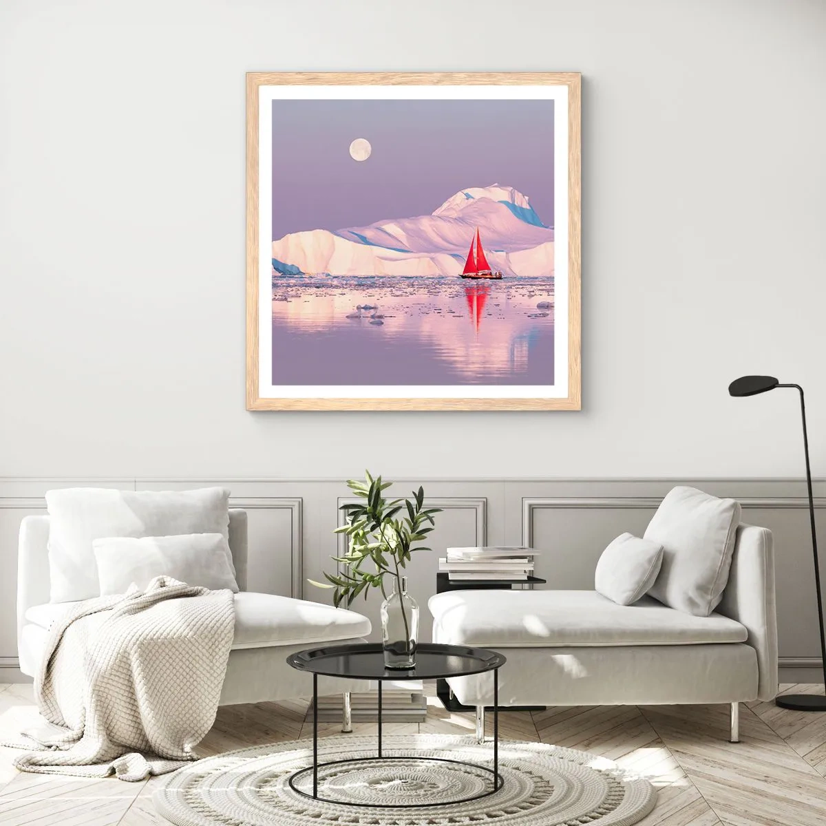 Affiche dans un chêne clair - Poster - La chaleur de la voile, le froid de la glace - 40x40 cm