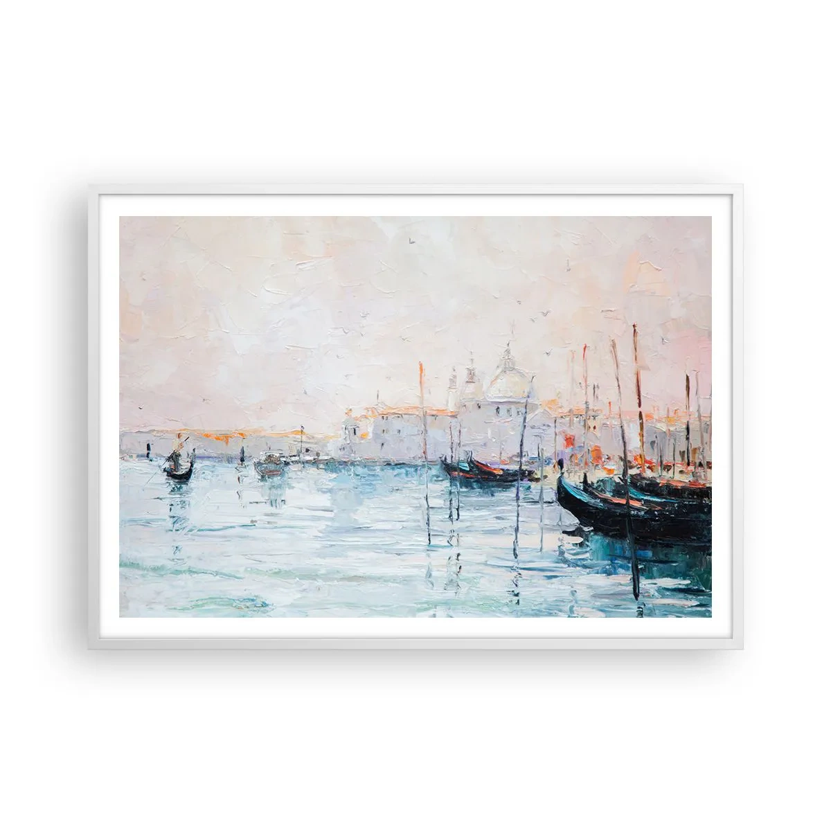 Affiche dans un cadre blanc - Poster - Derrière l'eau, derrière le brouillard - 100x70 cm