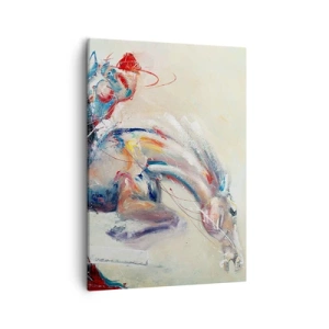 Impression sur toile - Image sur toile - Une image dynamique d'un cheval dans un style artistique abstrait. - 50x70cm - Accrochez-vous, nous décollons - Décoration murale moderne pour le salon et la chambre ARTTOR