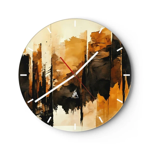 Horloge murale - Pendule murale - Harmonie de noir et d'or - 40x40 cm