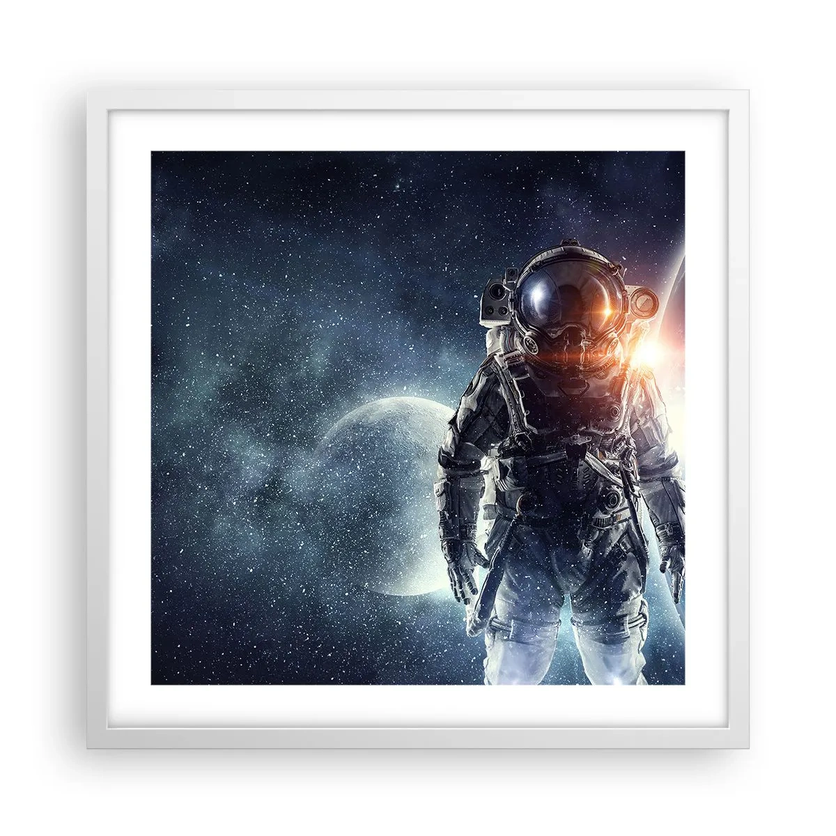 Affiche dans un cadre blanc - Poster - Aventure spatiale - 50x50 cm