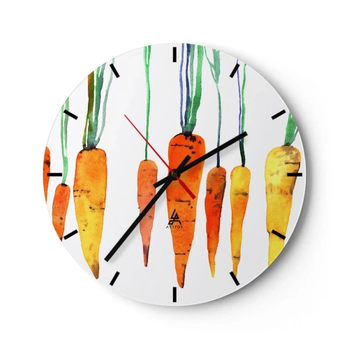 Horloge murale - Pendule murale - Motif aquarelle de carottes sur fond clair - 30x30cm - La beauté de l'ordinaire - Décoration murale moderne pour le salon, la cuisine et la chambre ARTTOR