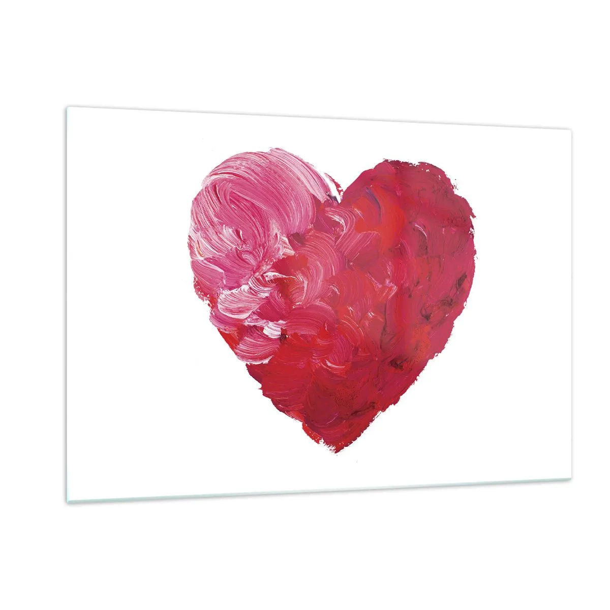 Impression sur verre - Image sur verre - Coeur abstrait peint avec des traits rouges - 120x80cm - All you need is love - Décoration murale moderne pour le salon et la chambre ARTTOR