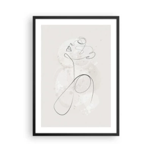Affiche dans un cadre noir - Poster - La ligne de contour de la figure sur fond de formes pastel délicates - 50x70cm - Spirale de beauté - Décoration murale moderne pour le salon et la chambre ARTTOR