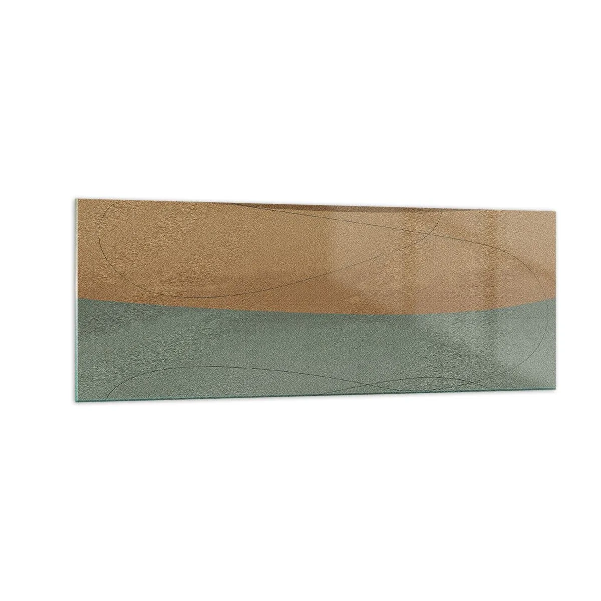 Impression sur verre - Image sur verre - Composition abstraite dans des tons de terre naturels - 140x50cm - Composition horizontale - Décoration murale moderne pour le salon et la chambre ARTTOR