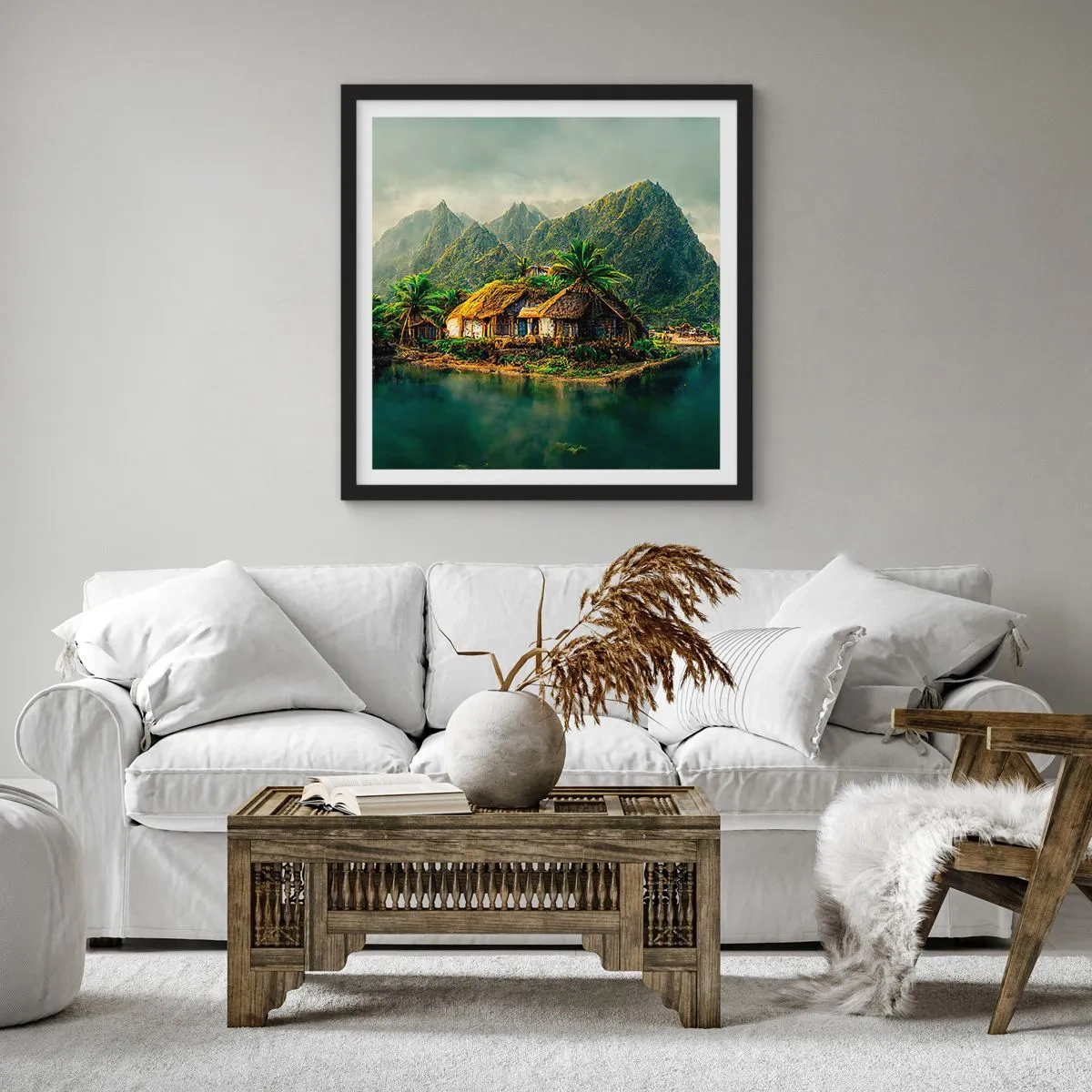 Affiche dans un cadre noir - Poster - Paradis tropical - 40x40 cm