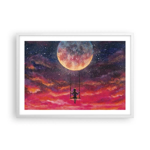 Affiche dans un cadre blanc - Poster - Se balancer dans les nuages - 70x50 cm