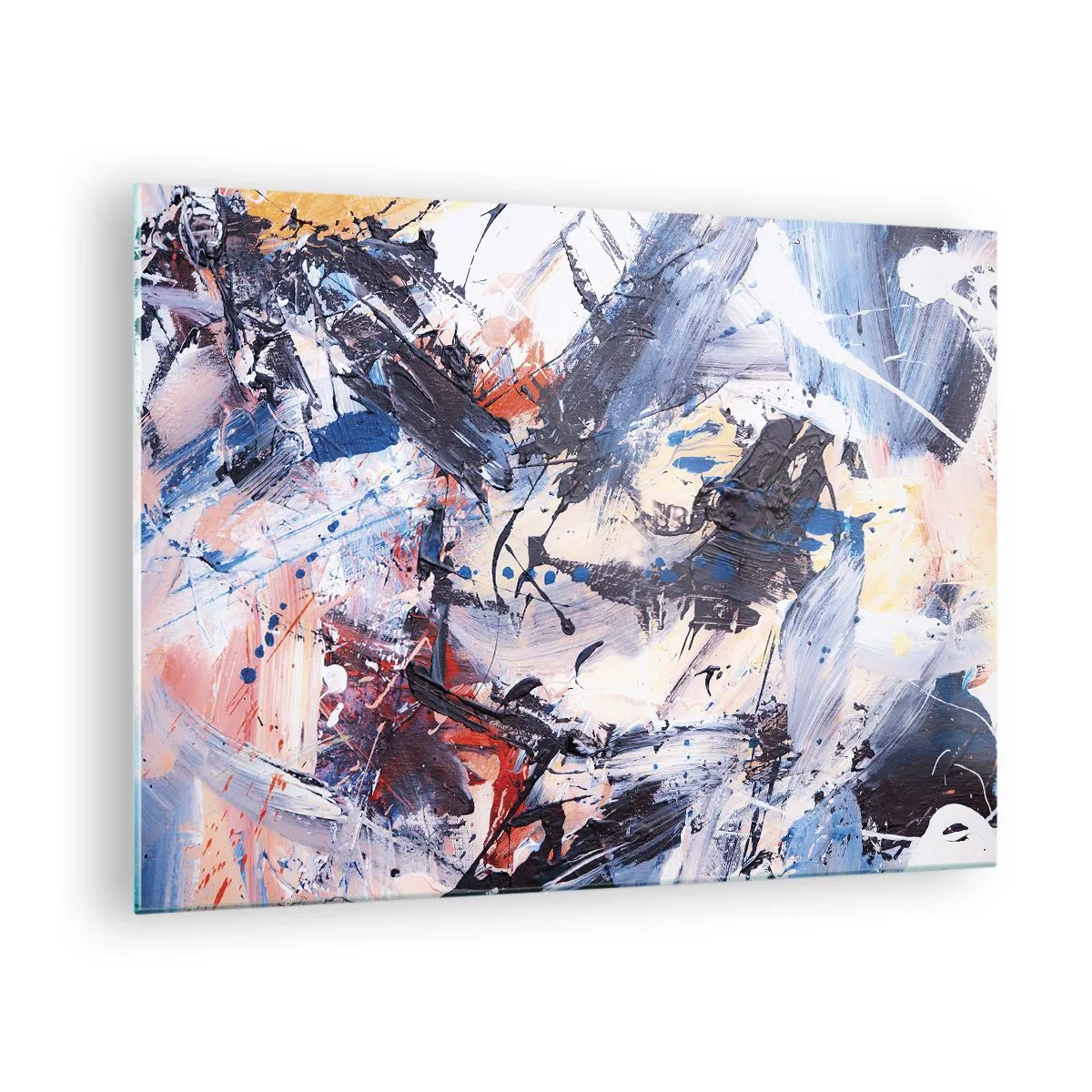 Impression sur verre - Image sur verre - Peinture abstraite aux couleurs intenses - 70x50cm - La danse folle de l'abstrait - Décoration murale moderne pour le salon et la chambre ARTTOR