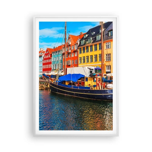 Affiche dans un cadre blanc - Poster - Quai joyeux - 70x100 cm