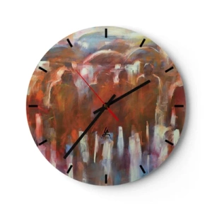 Horloge murale - Pendule murale - Une composition abstraite dans des tons chauds d'orange et de marron. - 30x30cm - Identiques sous la pluie et dans le brouillard - Décoration murale moderne pour le salon, la cuisine et la chambre ARTTOR
