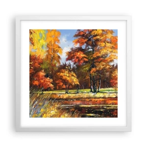 Affiche dans un cadre blanc - Poster - Paysage en or et bronze - 40x40 cm