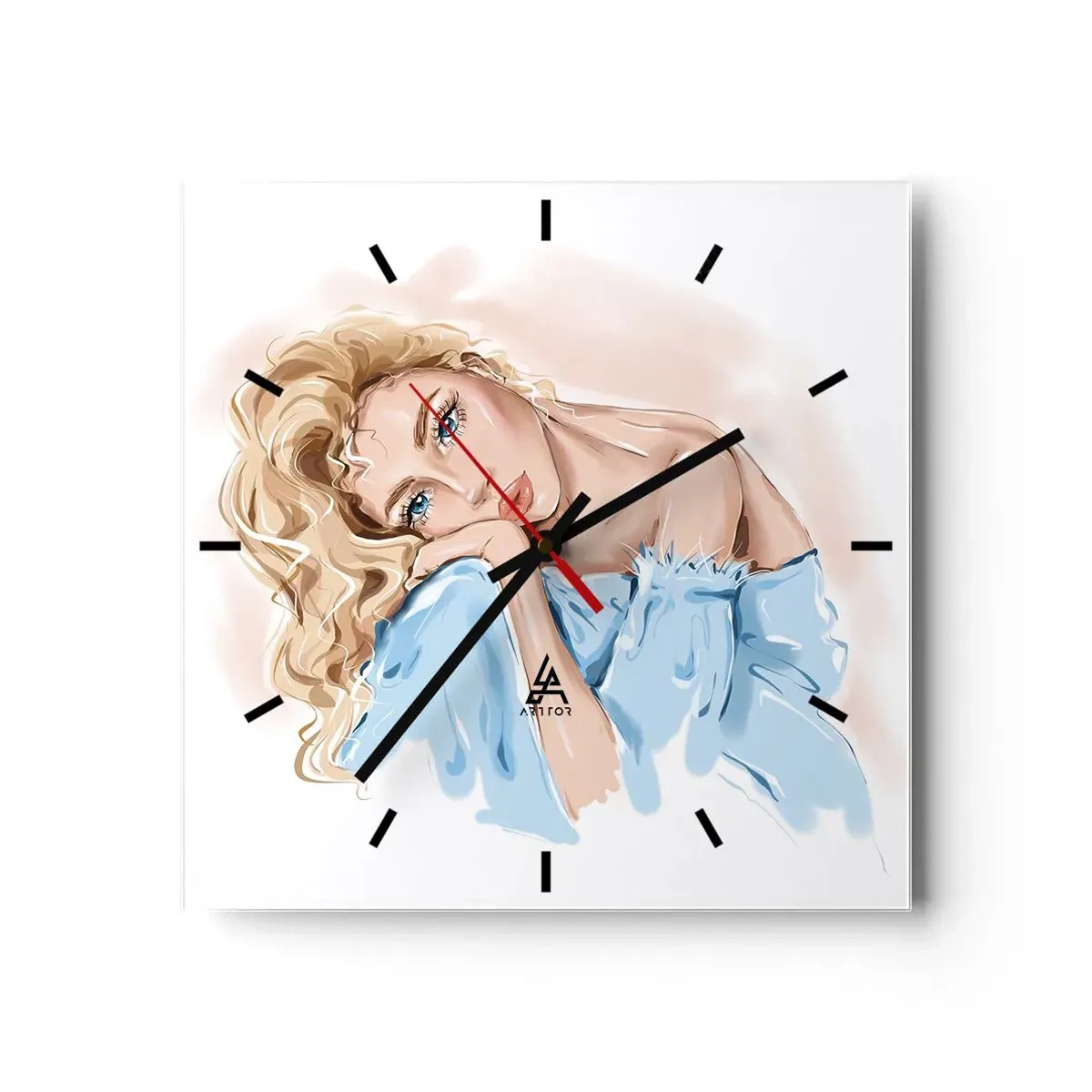 Horloge murale - Pendule murale - Rêveuse en bleu - 40x40 cm