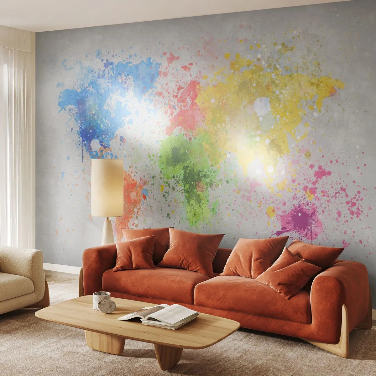 Papier Peint Photo Premium Canvas - Toutes les couleurs du monde - Carte du monde, Continents, Voyages - 250x175 cm