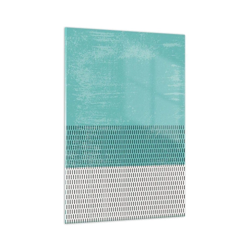 Impression sur verre - Image sur verre - Composition géométrique avec turquoise et lignes - 70x100cm - Composition équilibrée - Décoration murale moderne pour le salon et la chambre ARTTOR