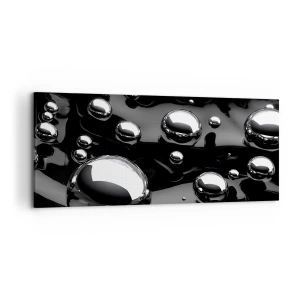 Impression sur toile - Image sur toile - Gouttes abstraites sur une surface noire - 120x50cm - D'un ton noir - Décoration murale moderne pour le salon et la chambre ARTTOR