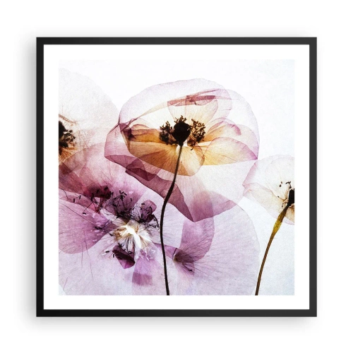 Affiche dans un cadre noir - Poster - Corps de fleurs transparente - 60x60 cm