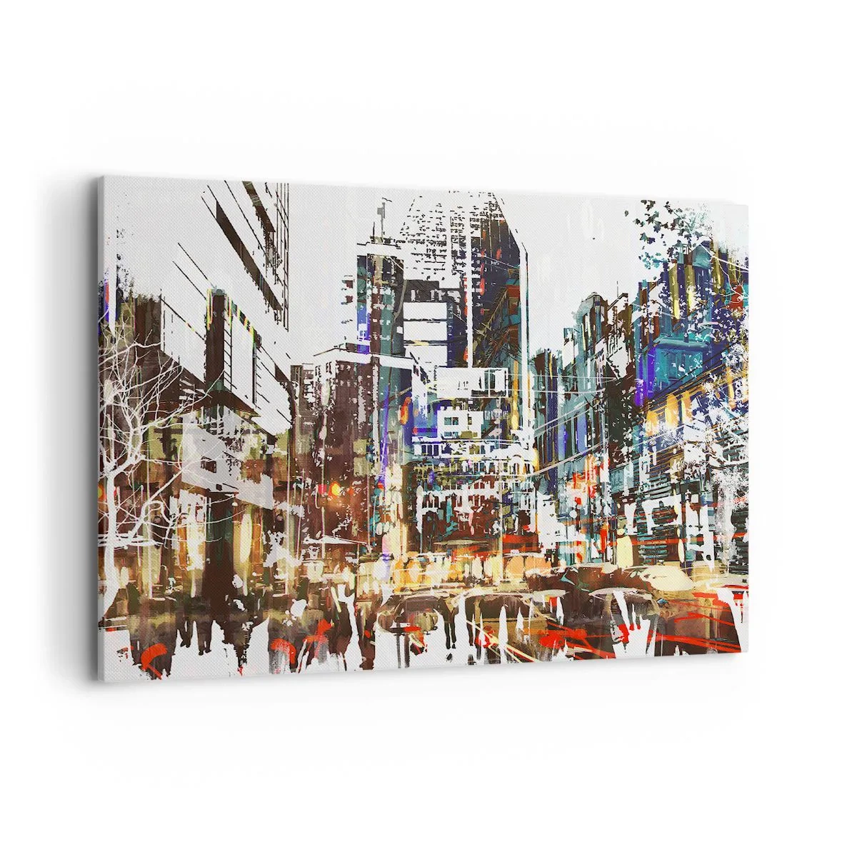 Impression sur toile - Image sur toile - Un paysage urbain moderne dans un style artistique - 100x70cm - Une ville chatoyante - Décoration murale moderne pour le salon et la chambre ARTTOR