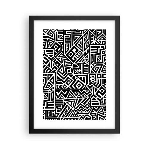 Affiche dans un cadre noir - Poster - Composition précolombienne - 30x40 cm