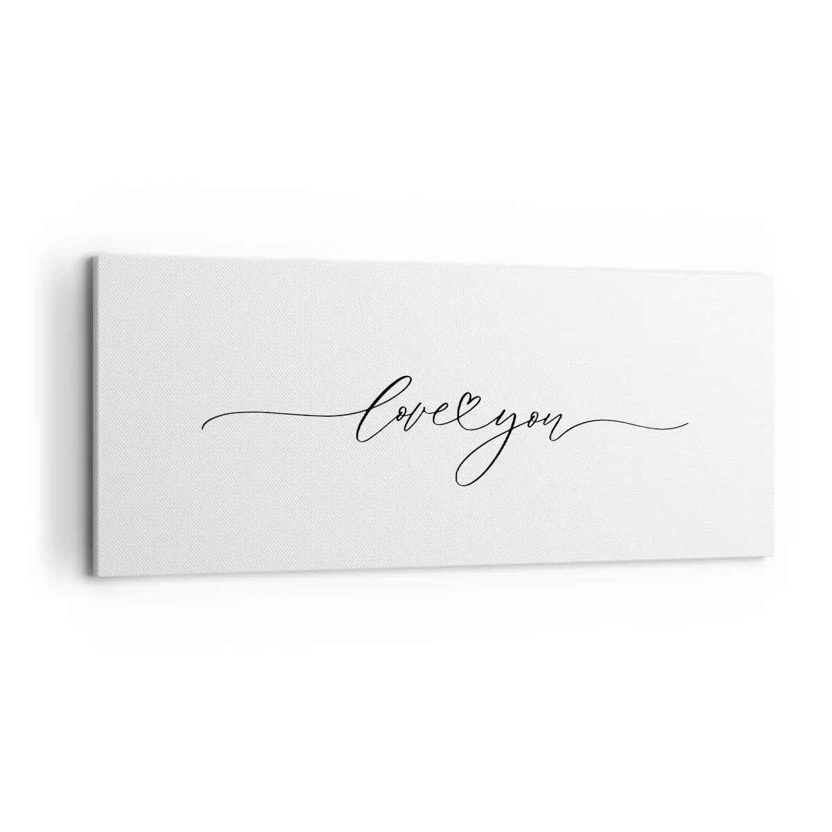 Impression sur toile - Image sur toile - L'inscription « Je t'aime » dans une police élégante - 120x50cm - Noir sur blanc - Décoration murale moderne pour le salon et la chambre ARTTOR