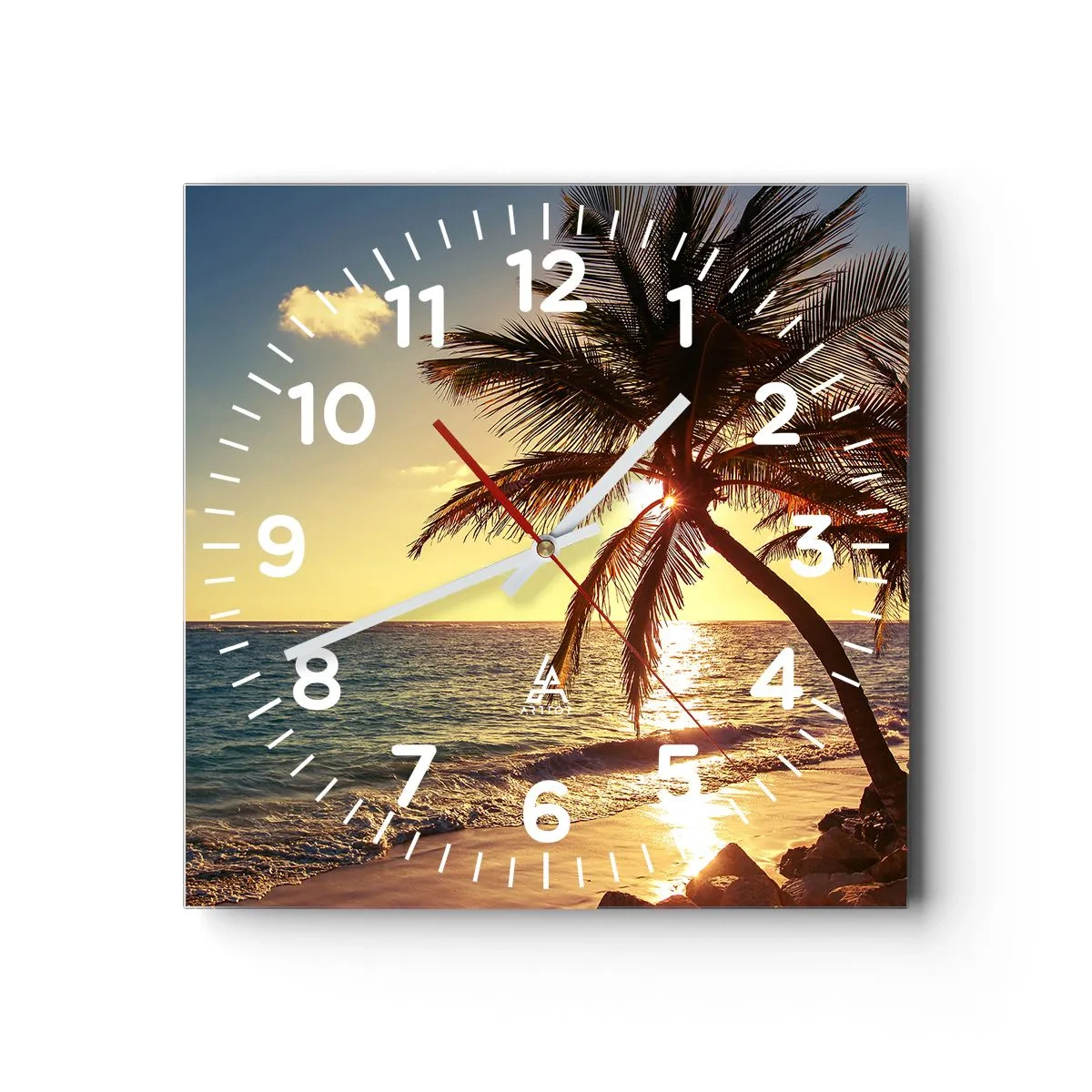 Horloge murale - Pendule murale - L'été sous les palmiers - 30x30 cm