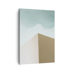 Impression sur toile - Image sur toile - Architecture minimaliste avec des blocs pastel et du ciel - 50x70cm - La géométrie d'un été ensoleillé - Décoration murale moderne pour le salon et la chambre ARTTOR