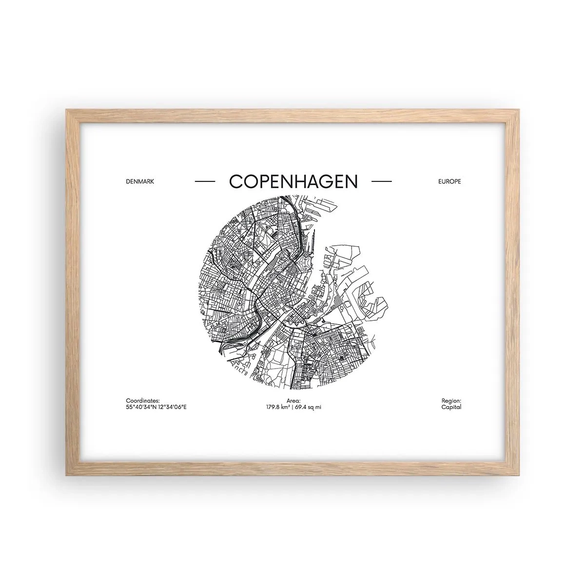 Affiche dans un chêne clair - Poster - Anatomie de Copenhague - 50x40 cm