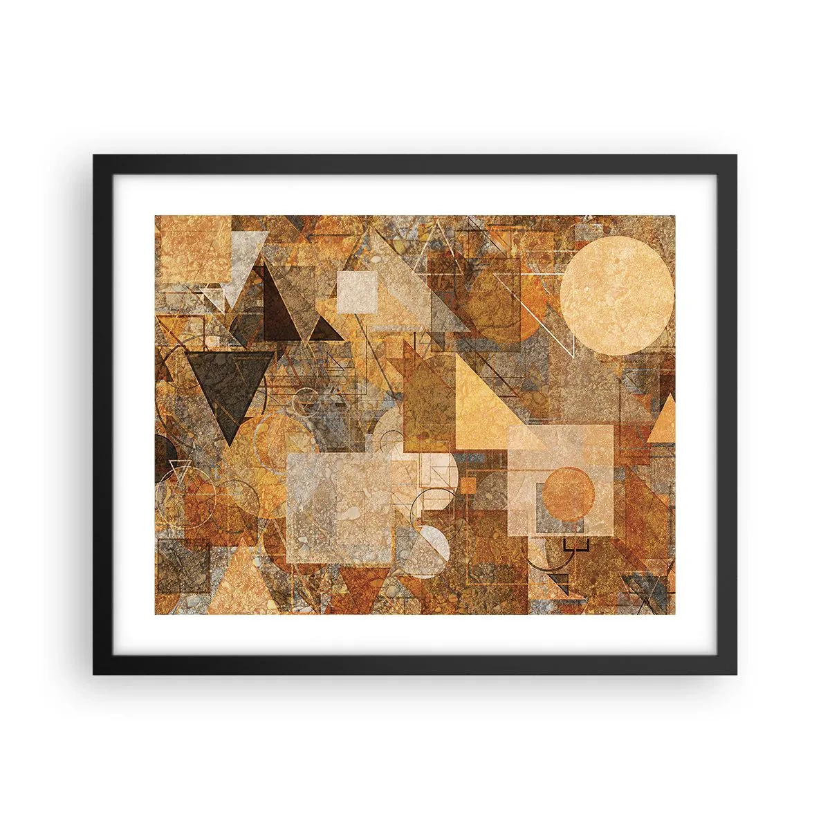 Affiche dans un cadre noir - Poster - Étude cubique de marron - 50x40 cm