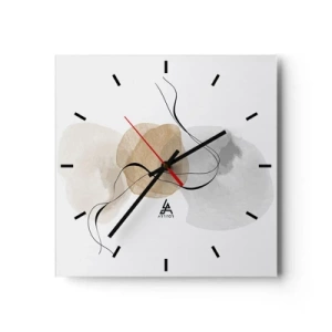 Horloge murale - Pendule murale - Abstraction minimaliste dans les tons beige et gris - 30x30cm - Perles d'air - Décoration murale moderne pour le salon et la chambre ARTTOR