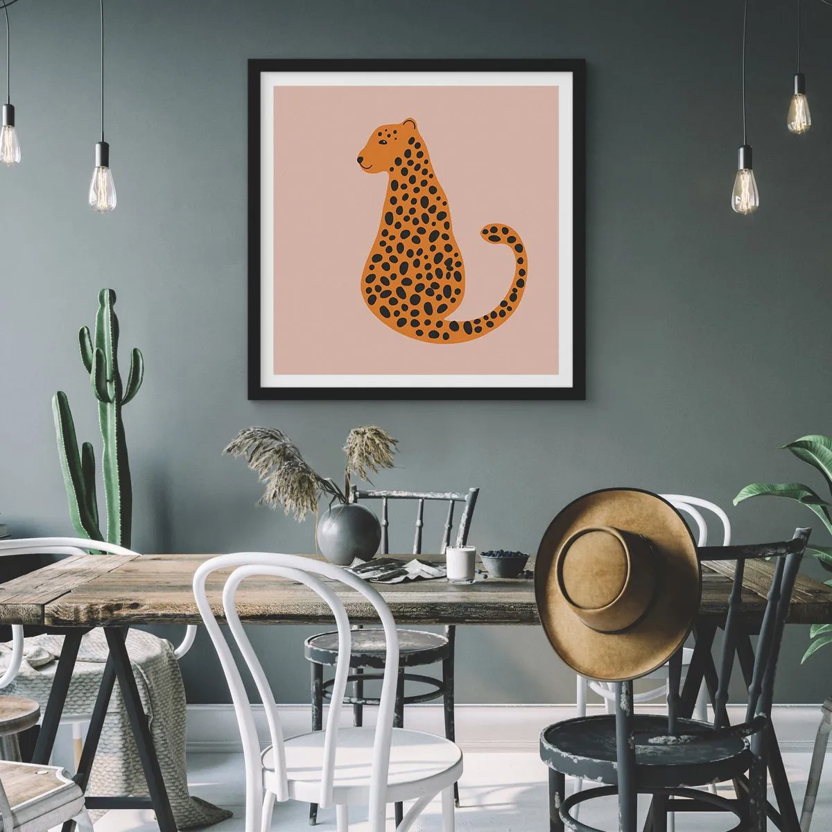 Affiche dans un cadre noir - Poster - La panthère est un motif à la mode - 60x60 cm