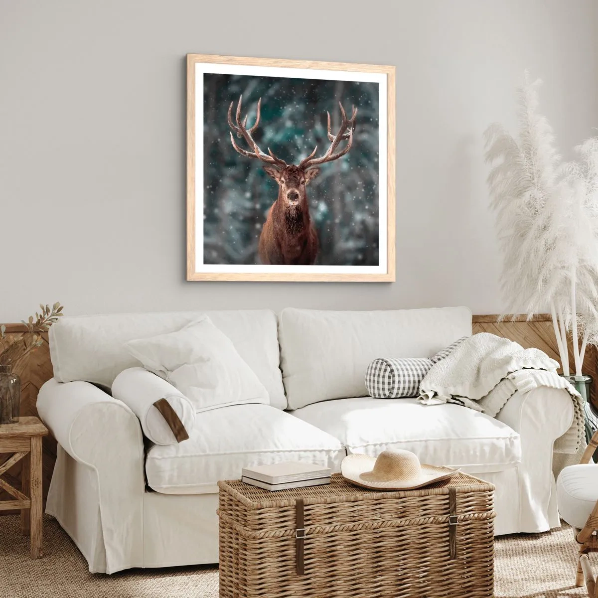 Affiche dans un chêne clair - Poster - Roi de la forêt couronné - 60x60 cm