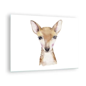 Impression sur verre - Image sur verre - Un charmant portrait à l'aquarelle d'un jeune faon - 70x50cm - L'innocence de la nature - Décoration murale moderne pour le salon et la chambre ARTTOR