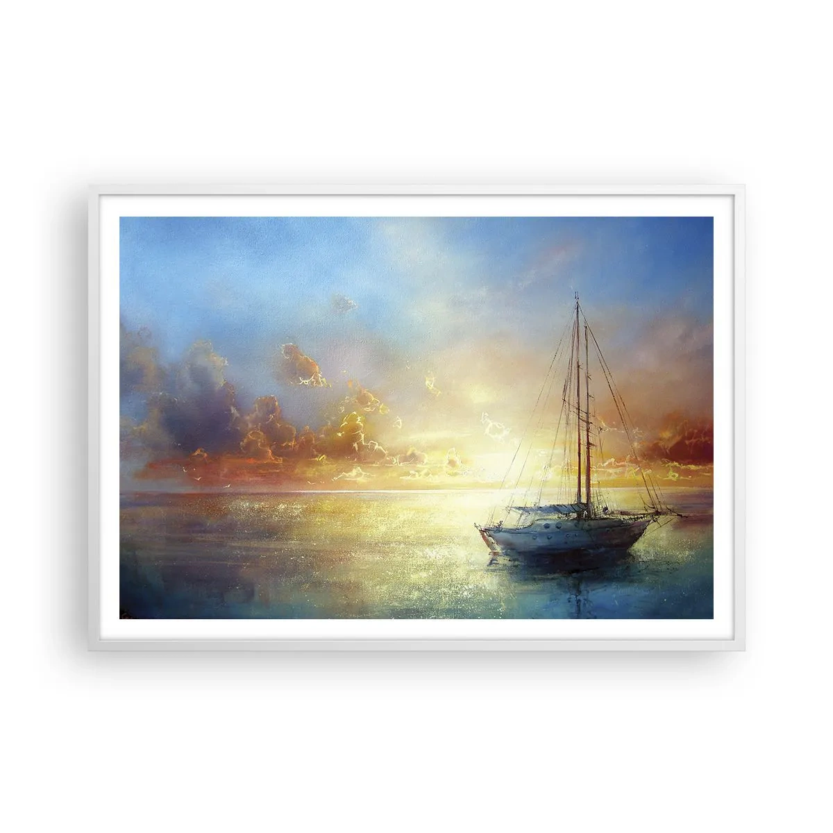 Affiche dans un cadre blanc - Poster - Dans une baie dorée - 100x70 cm