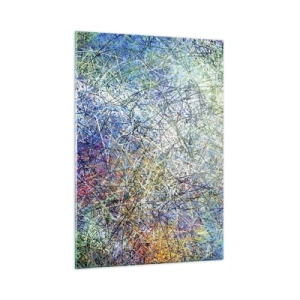 Impression sur verre - Image sur verre - Abstraction colorée avec des lignes dynamiques - 50x70cm - Ce n'est pas si simple - Décoration murale moderne pour le salon et la chambre ARTTOR