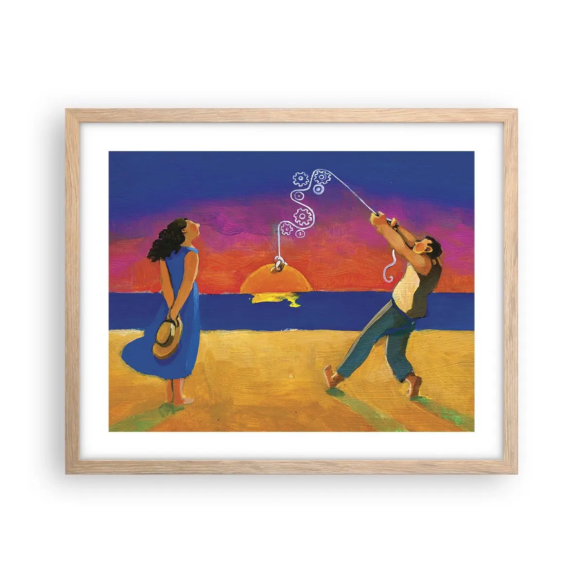 Affiche dans un chêne clair - Poster - Plus qu'une étoile dans le ciel - 50x40 cm