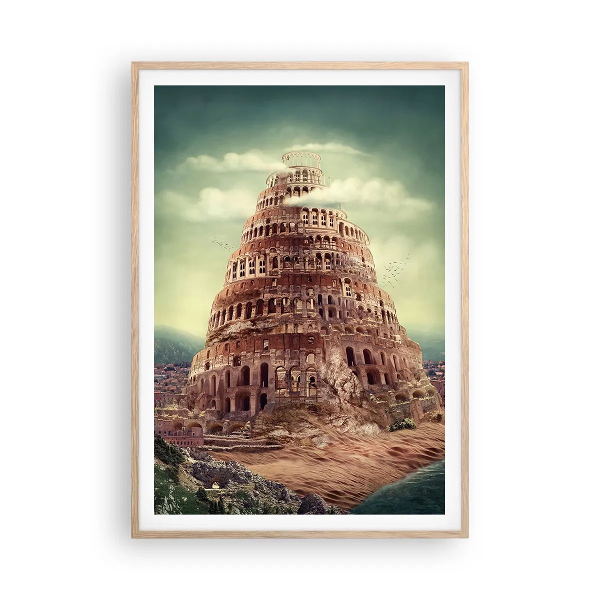 Affiche dans un chêne clair - Poster - La tour de Babel - 70x100 cm