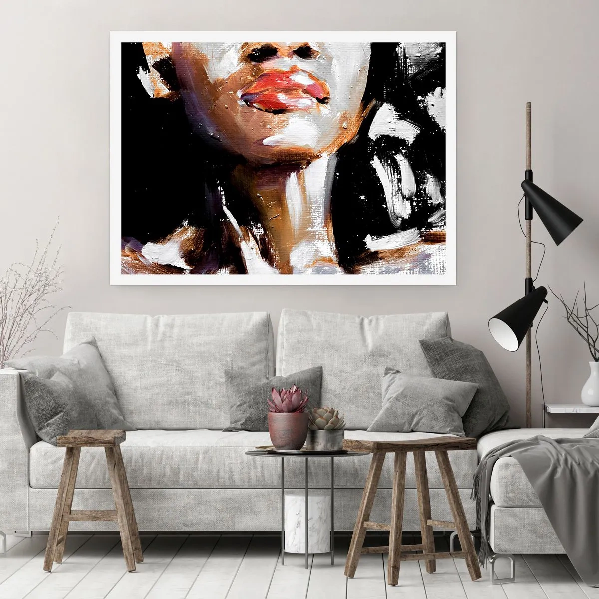 Affiche - Poster - Portrait d'une femme dans un style pictural expressif sur un fond sombre - 100x70cm - Fierté sans préjugés - Décoration murale moderne pour le salon et la chambre ARTTOR