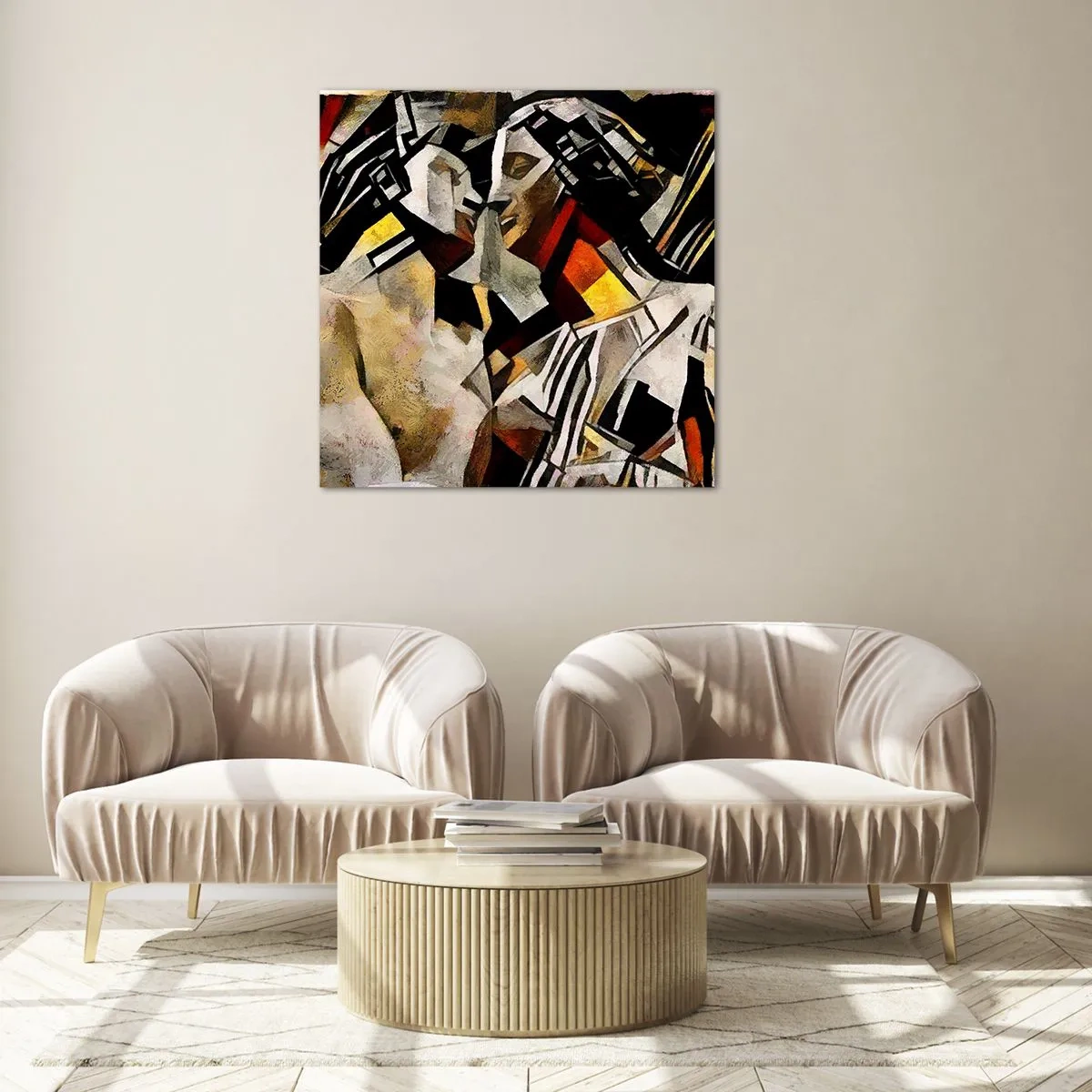 Impression sur verre - Image sur verre - Un baiser sculptural - 50x50 cm