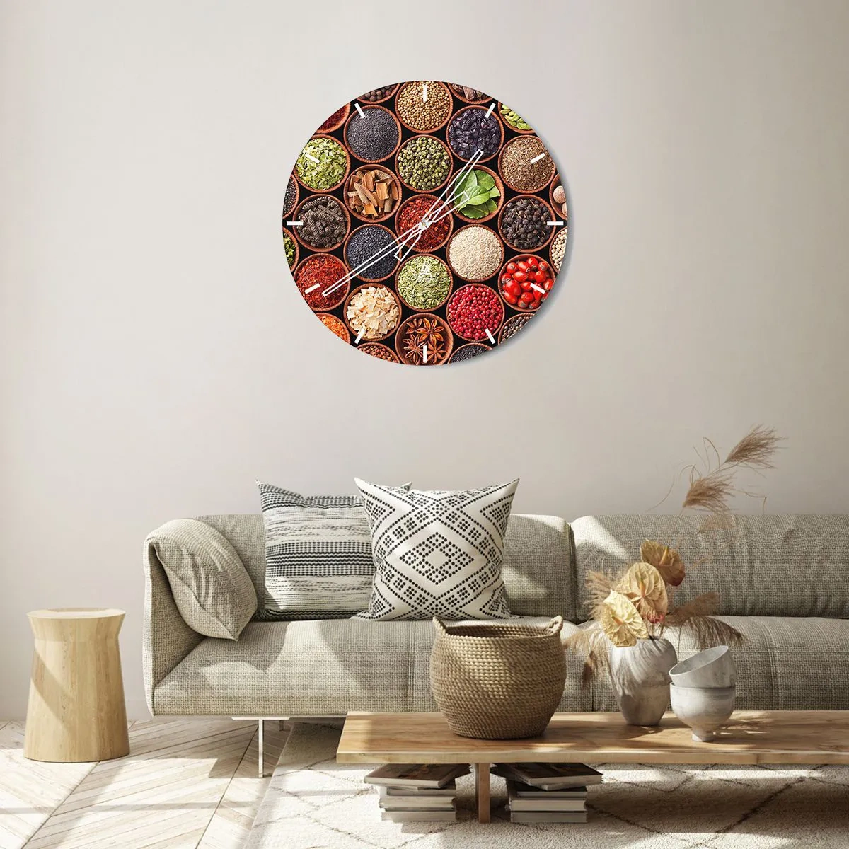 Horloge murale - Pendule murale - Toutes les saveurs du monde - 40x40 cm
