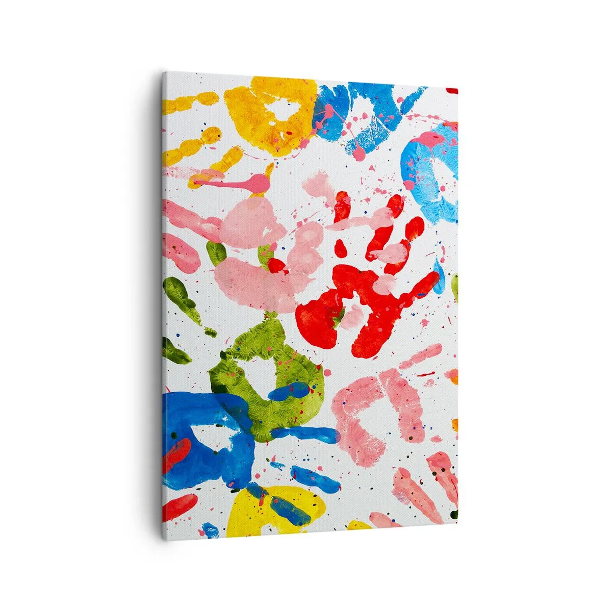 Impression sur toile - Image sur toile - Empreintes de mains colorées sur fond blanc - 50x70cm - Suivez les traces - Décoration murale moderne pour le salon et la chambre ARTTOR