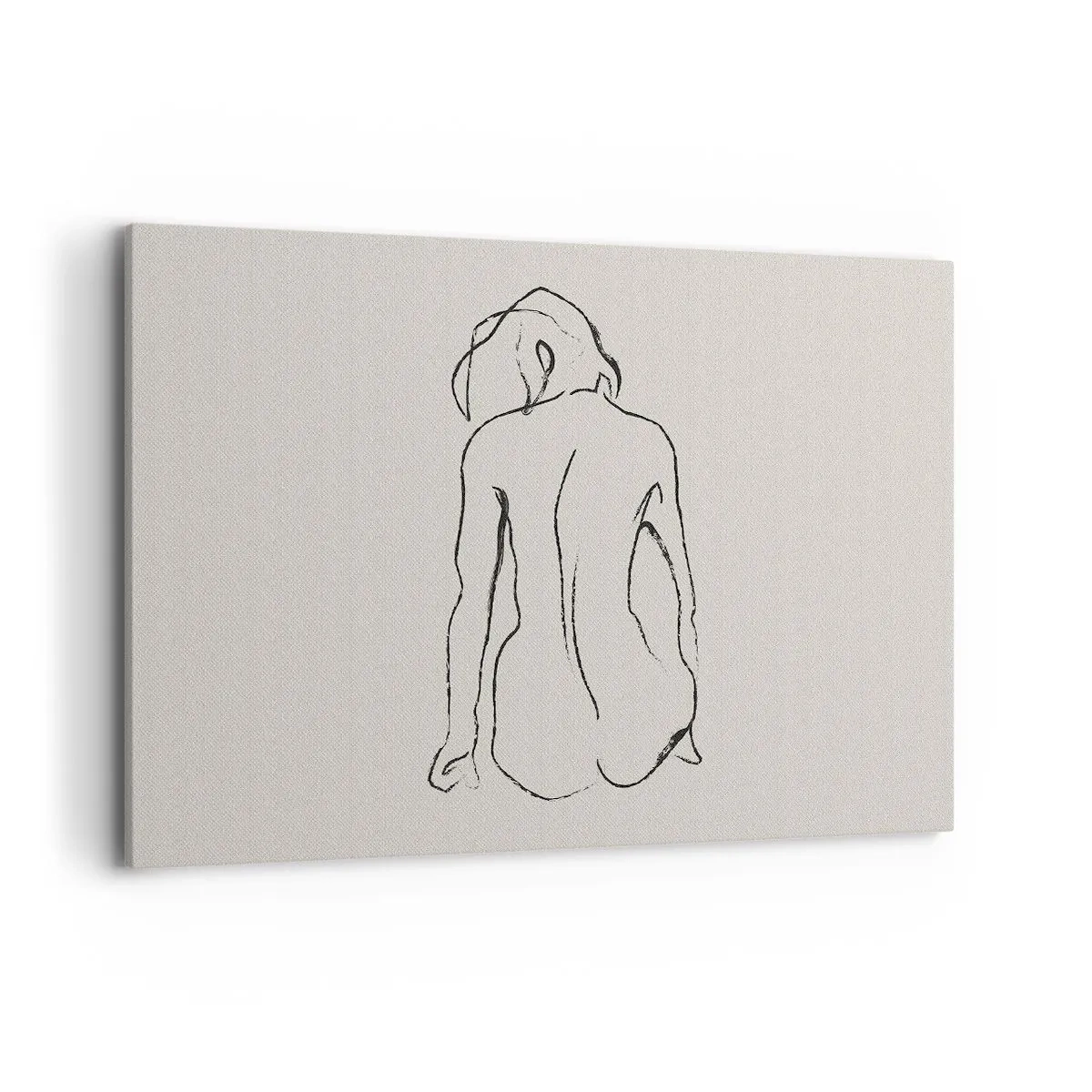 Impression sur toile - Image sur toile - Un croquis subtil de la silhouette d'une fille de dos - 120x80cm - Femme nue - Décoration murale moderne pour le salon et la chambre ARTTOR