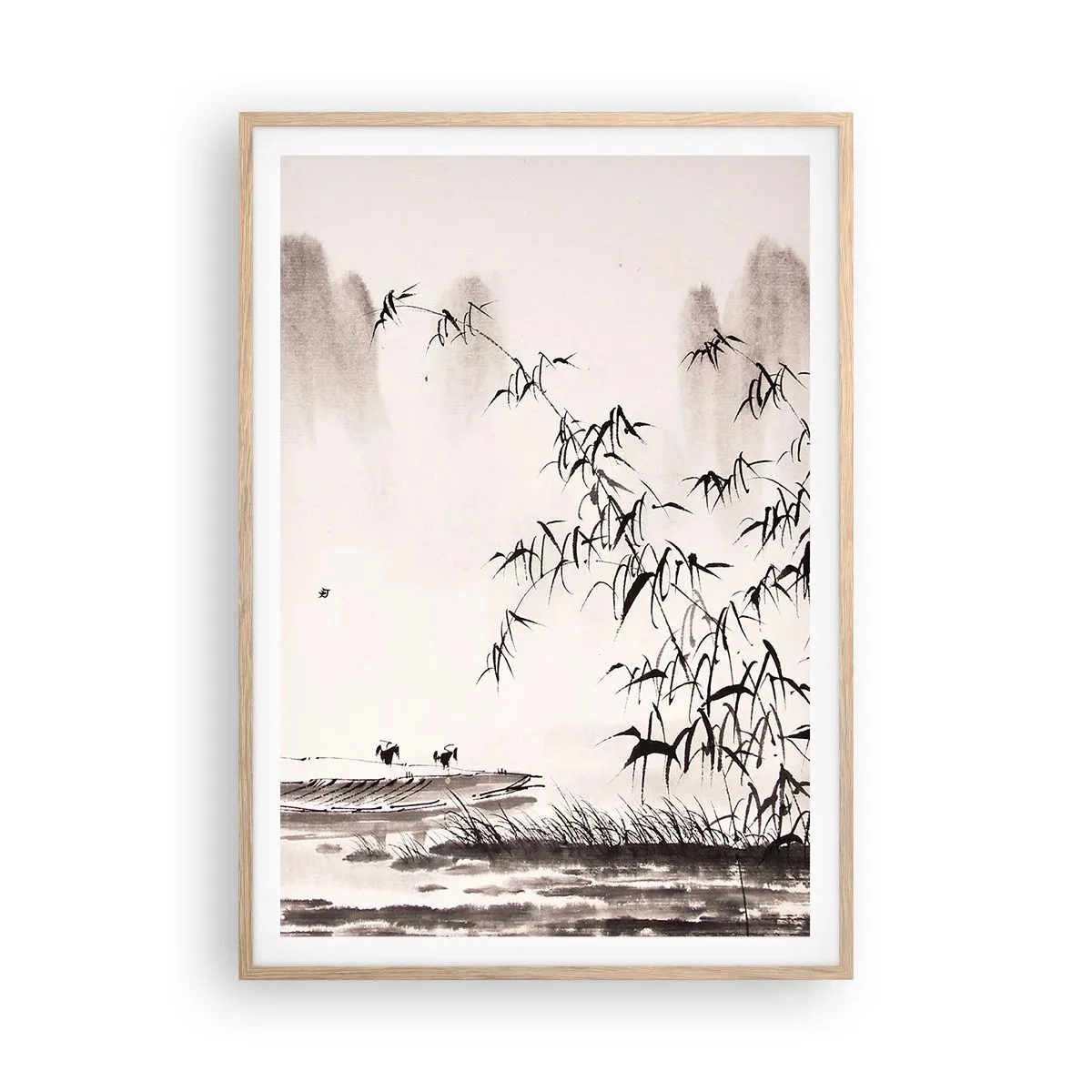 Affiche dans un chêne clair - Poster - Le silence des rizières - 70x100 cm