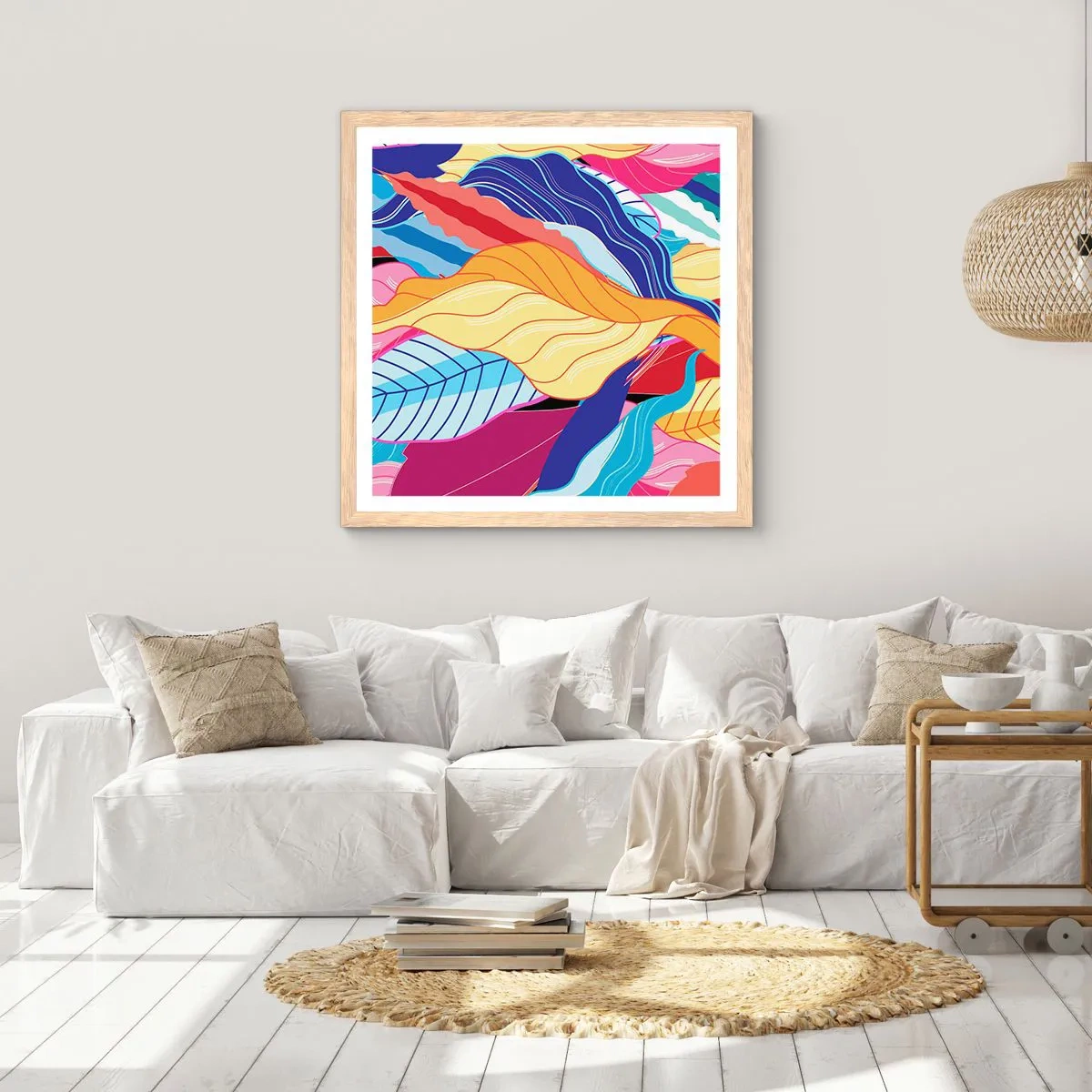 Affiche dans un chêne clair - Poster - Un désordre coloré - 30x30 cm