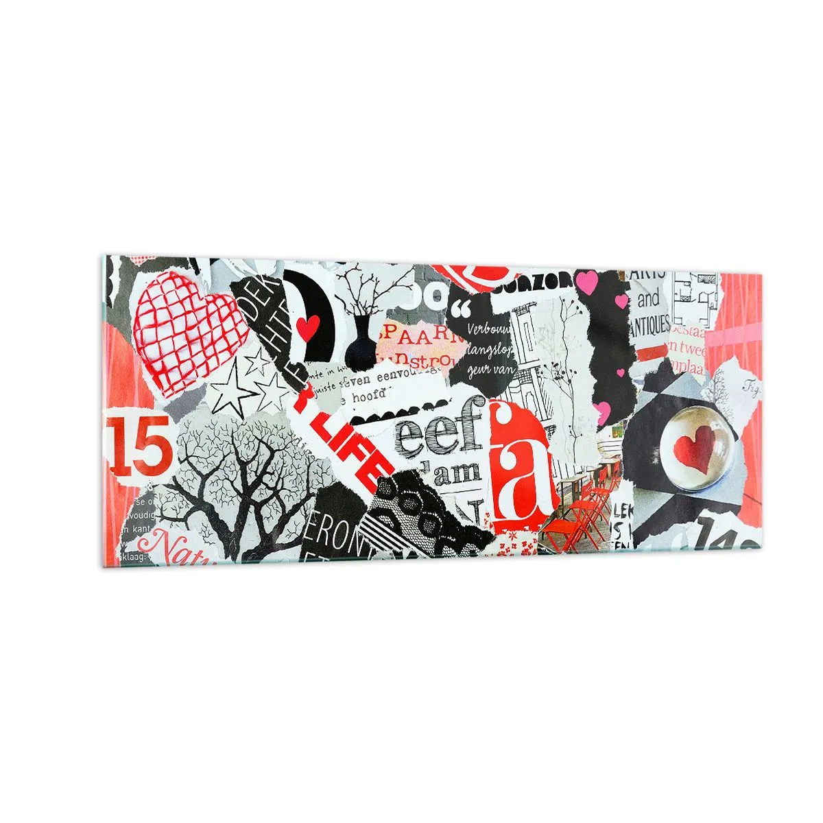 Impression sur verre - Image sur verre - Collage hipster - 100x40 cm